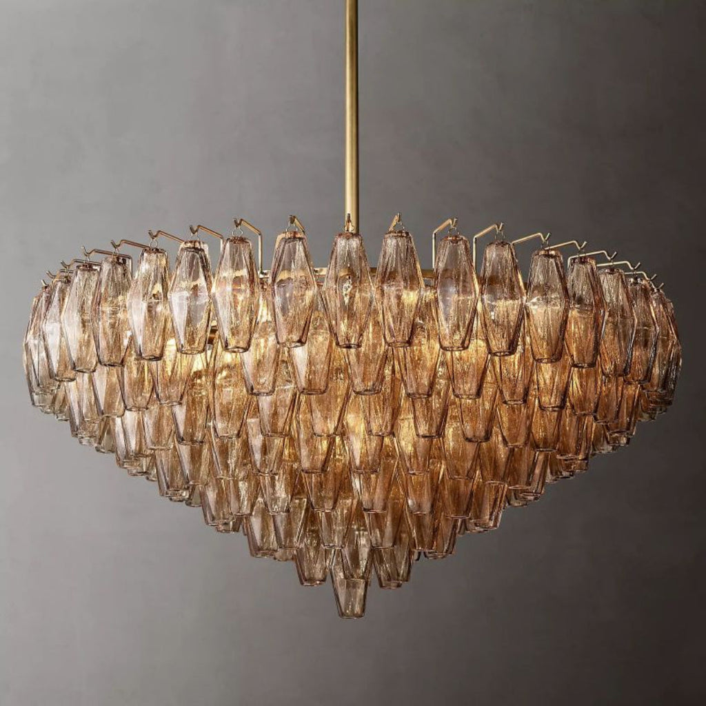 Chiare Tiered Smoke Glass Round Chandelier