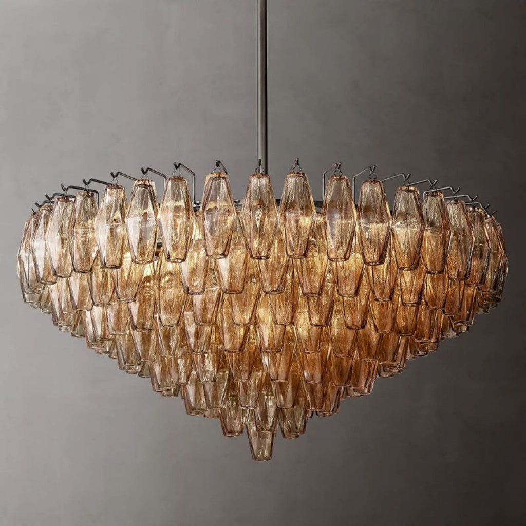 Chiare Tiered Smoke Glass Round Chandelier
