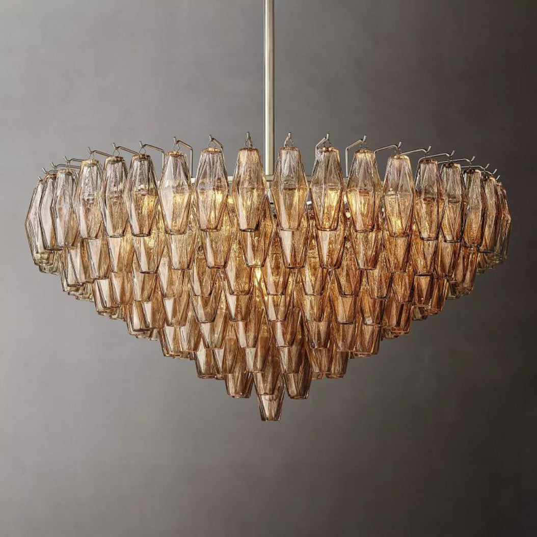 Chiare Tiered Smoke Glass Round Chandelier
