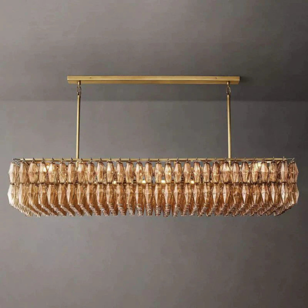 Chiare Smoke Glass Rectangular Chandelier 74"