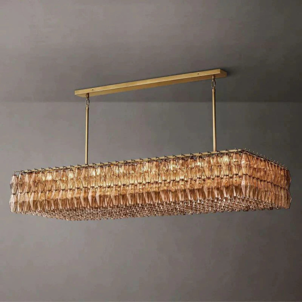 Chiare Smoke Glass Rectangular Chandelier 74"