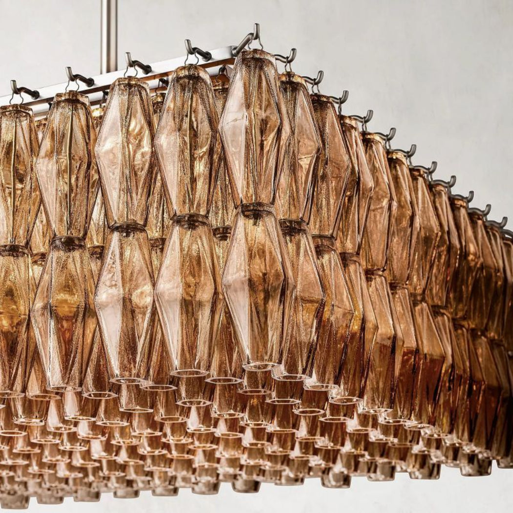 Chiare Smoke Glass Rectangular Chandelier 74"
