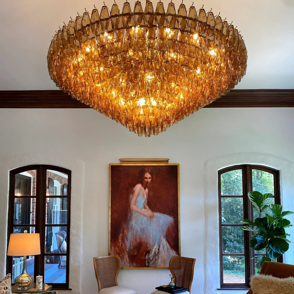 Chiare Multi-Tier Glass Round Chandelier 61"