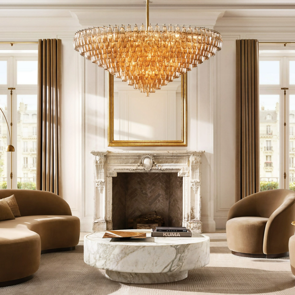 Chiare Multi-Tier Glass Round Chandelier 61"