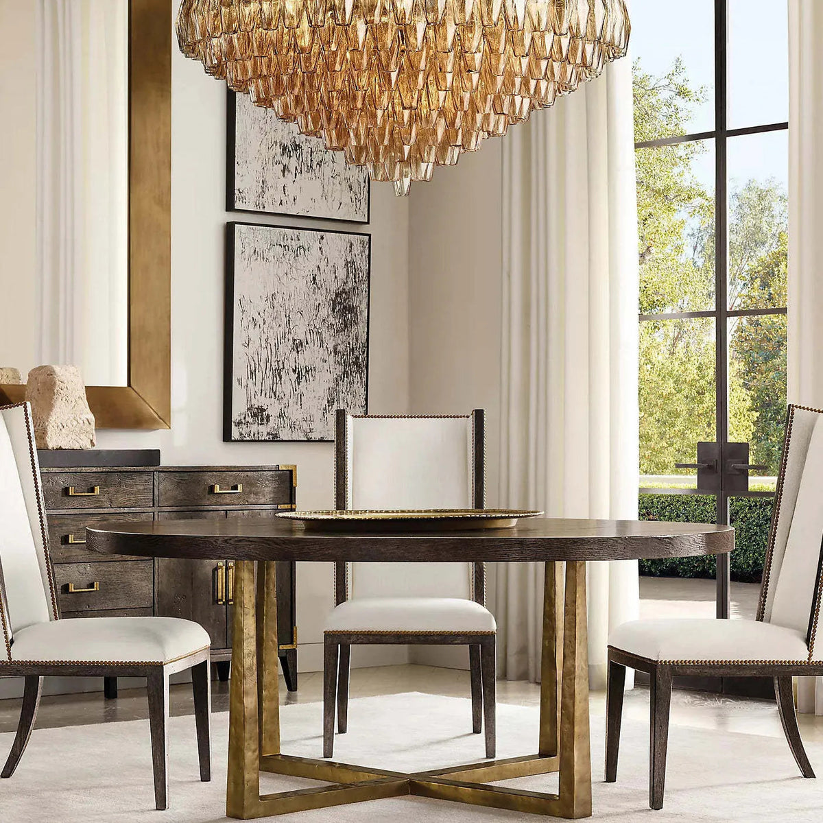 Chiare Multi-Tier Glass Round Chandelier 61"