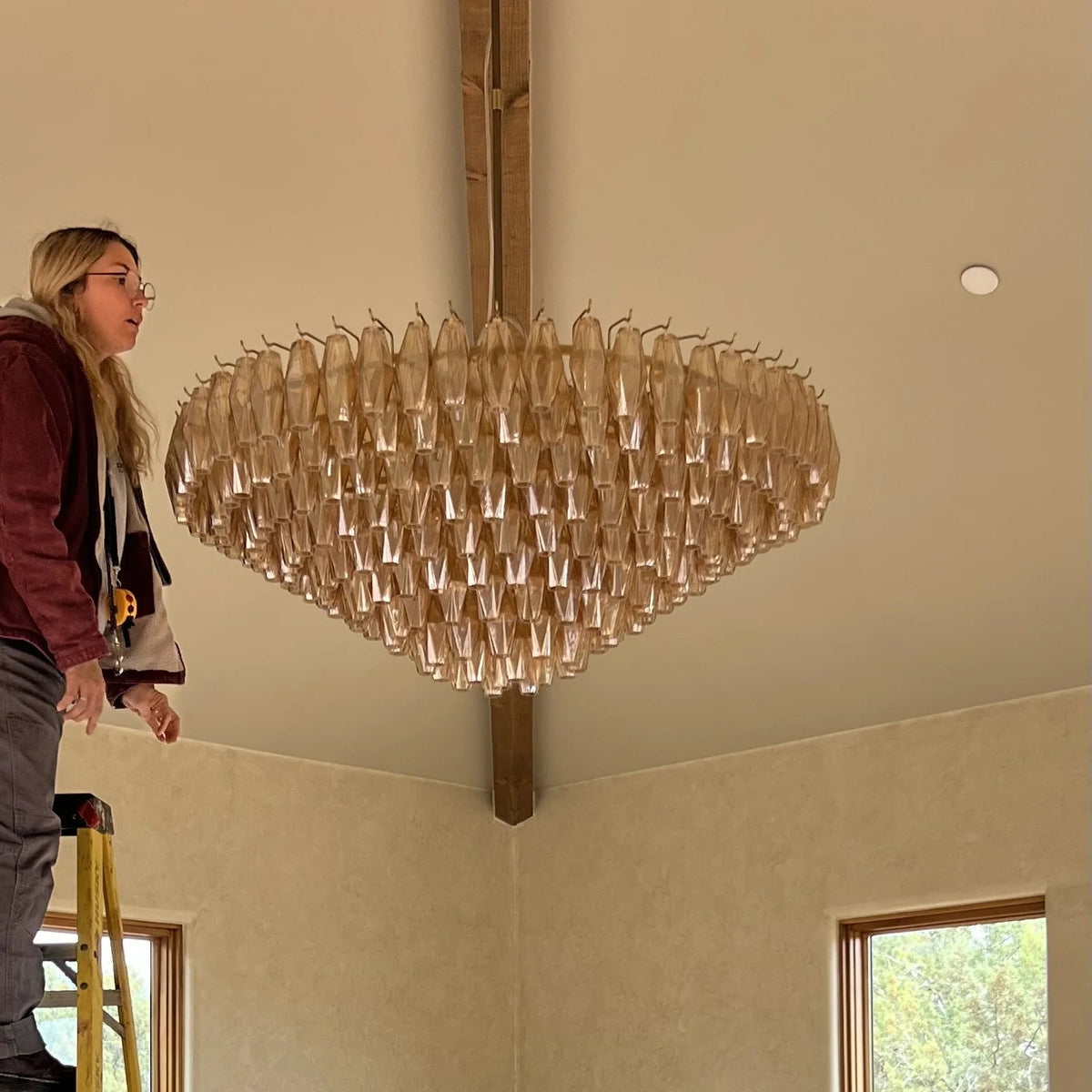 Chiare Multi-Tier Glass Round Chandelier 61"