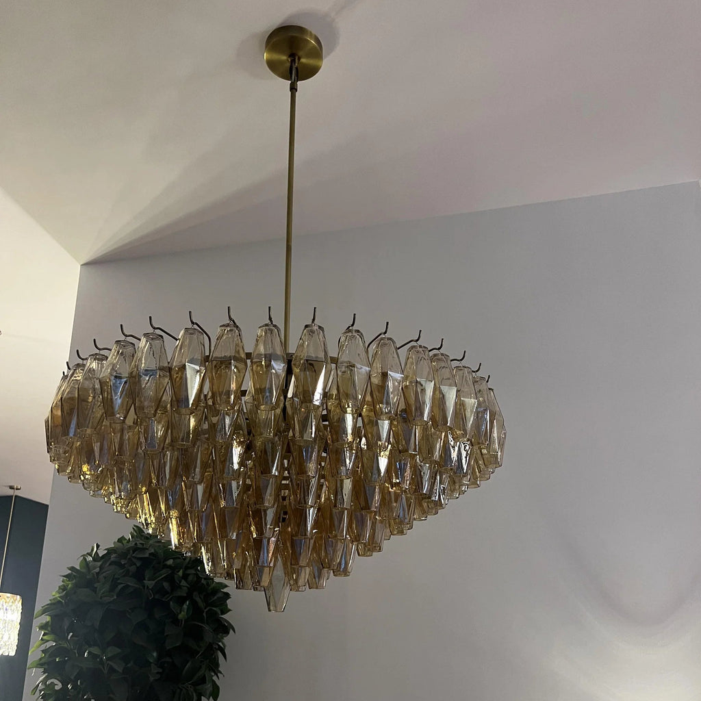 Chiare Tiered Smoke Glass Round Chandelier 47″