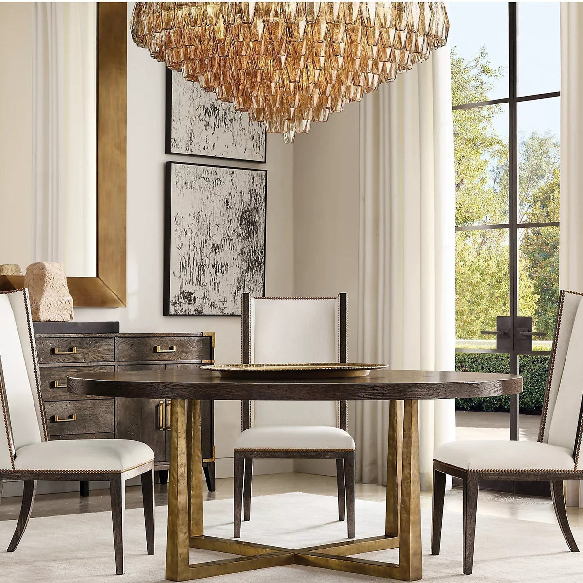 Chiare Tiered Smoke Glass Round Chandelier 47″