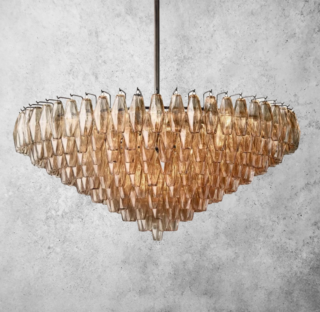 Chiare Tiered Smoke Glass Round Chandelier 47″