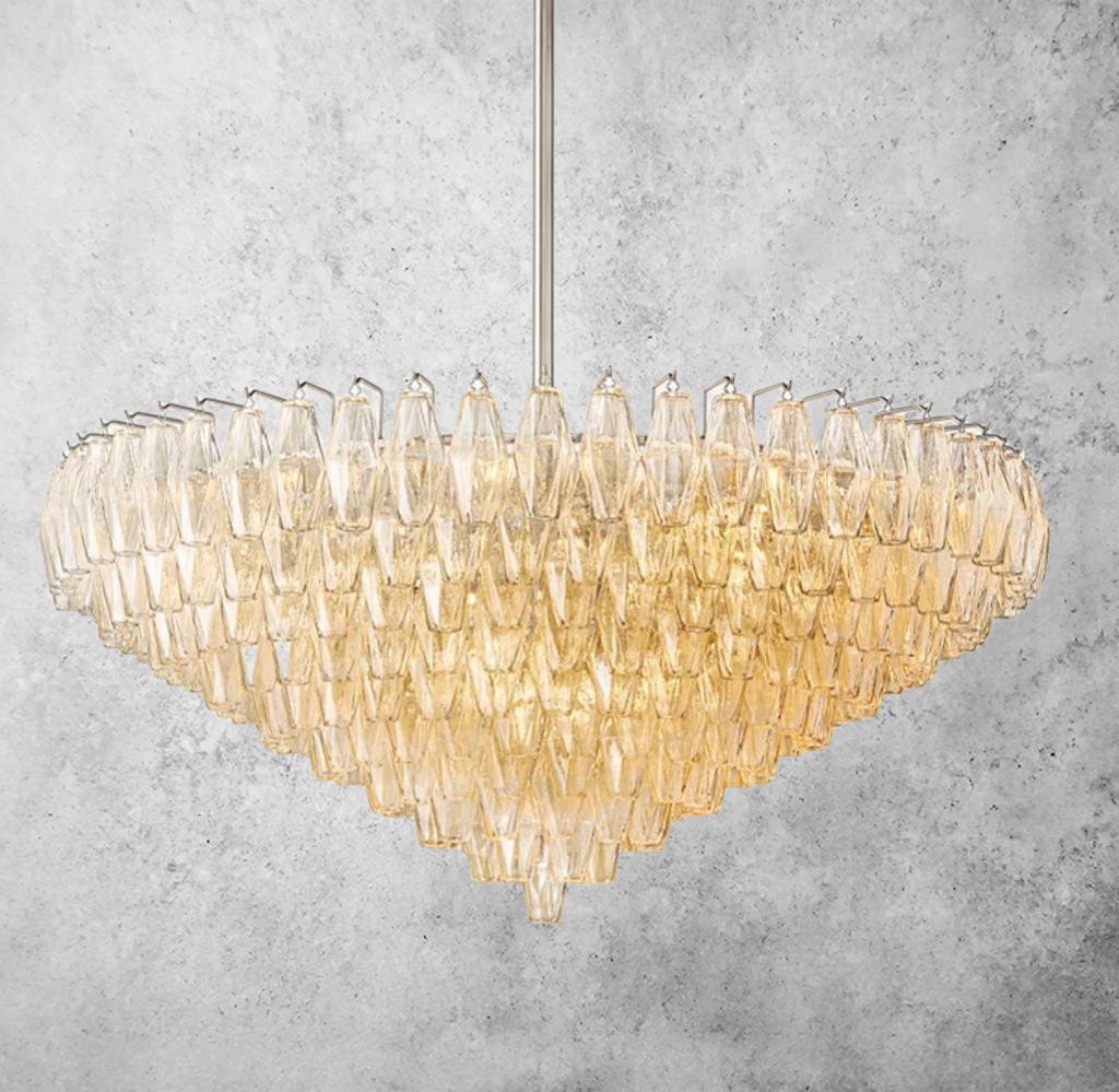 Chiare Tiered Smoke Glass Round Chandelier 47″