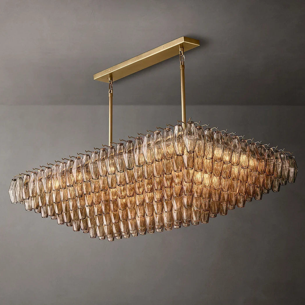Chiare Tiered Glass Rectangular Chandelier 54"W