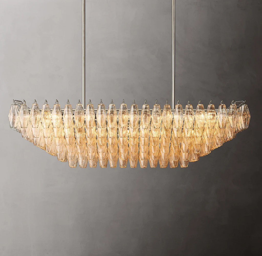 Chiare Tiered Clear Glass Rectangular Chandelier 74"