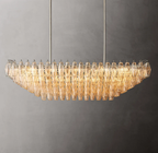 Chiare Tiered Clear Glass Rectangular Chandelier 74"