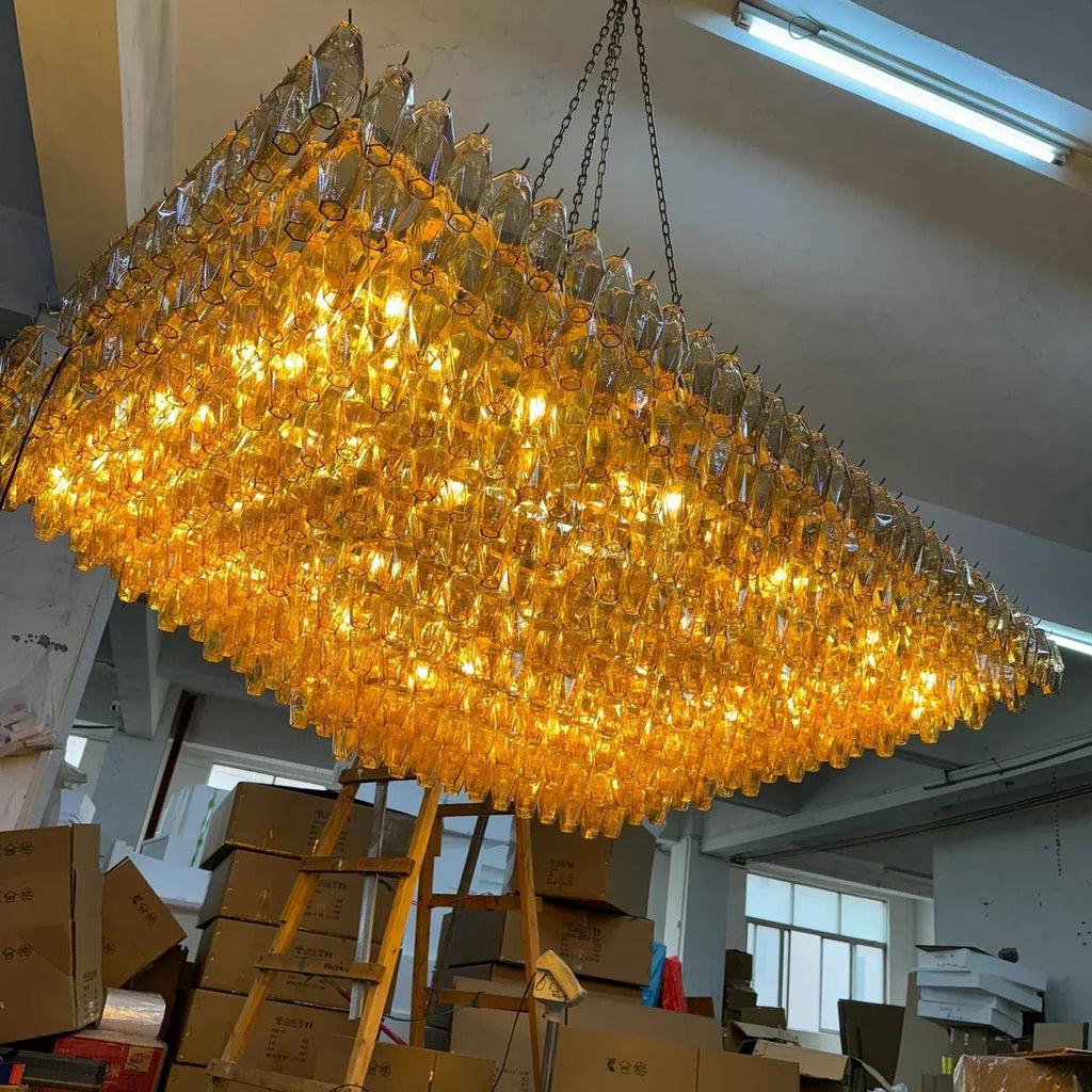 Chiare Tiered Glass Rectangular Chandelier 54"W
