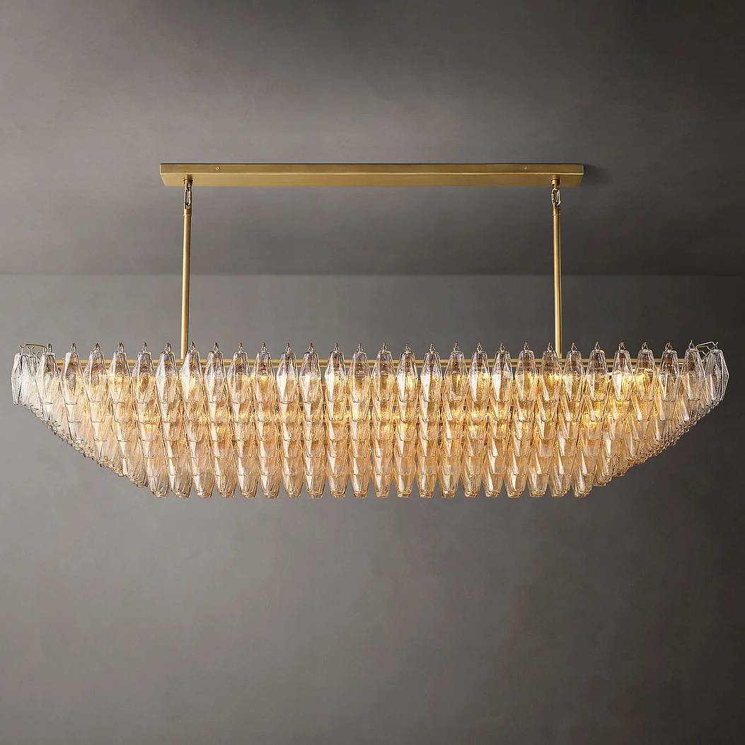 Chiare Tiered Clear Glass Rectangular Chandelier 74"