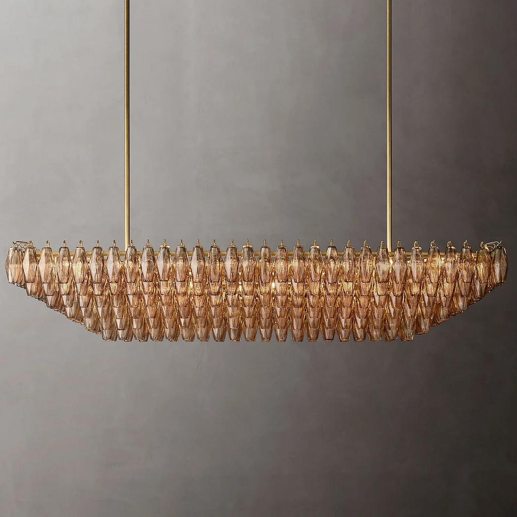 Chiare Tiered Clear Glass Rectangular Chandelier 74"