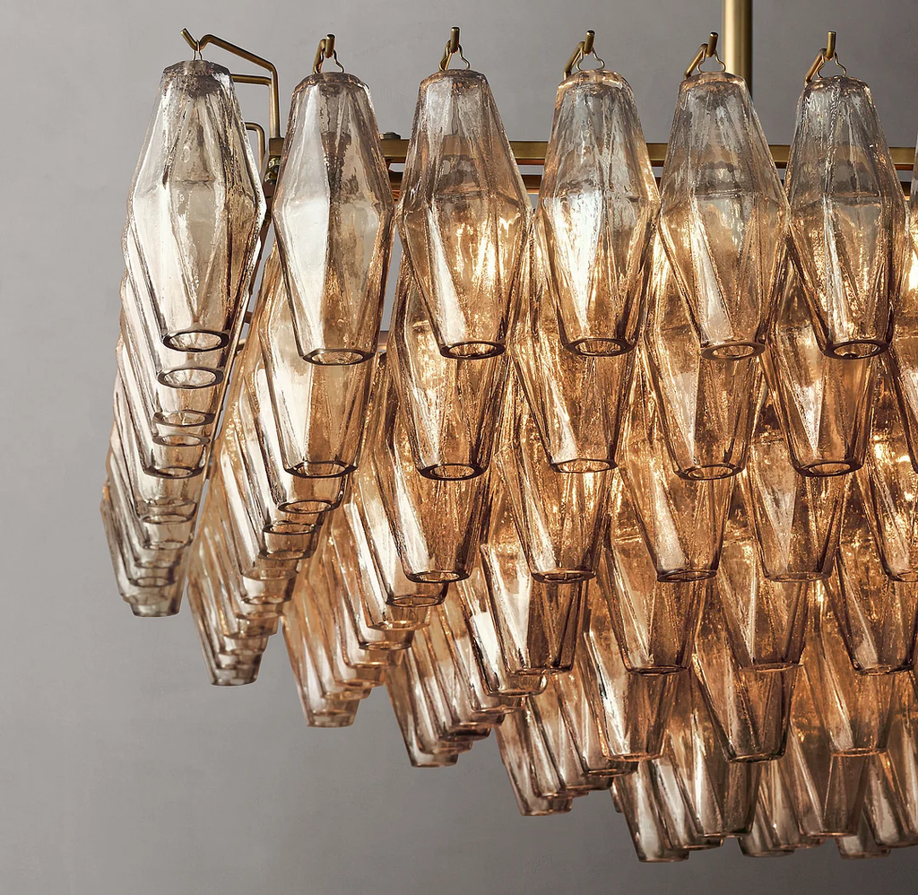 Chiare Tiered Clear Glass Rectangular Chandelier 74"