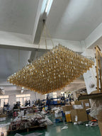 Chiare Tiered Clear Glass Rectangular Chandelier 74"