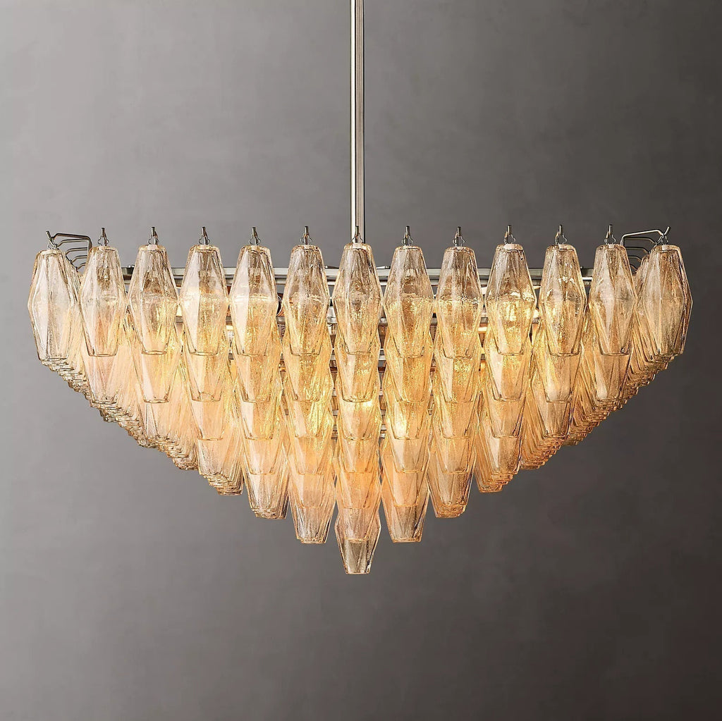 Chiare Tiered Glass Square Chandelier 32"