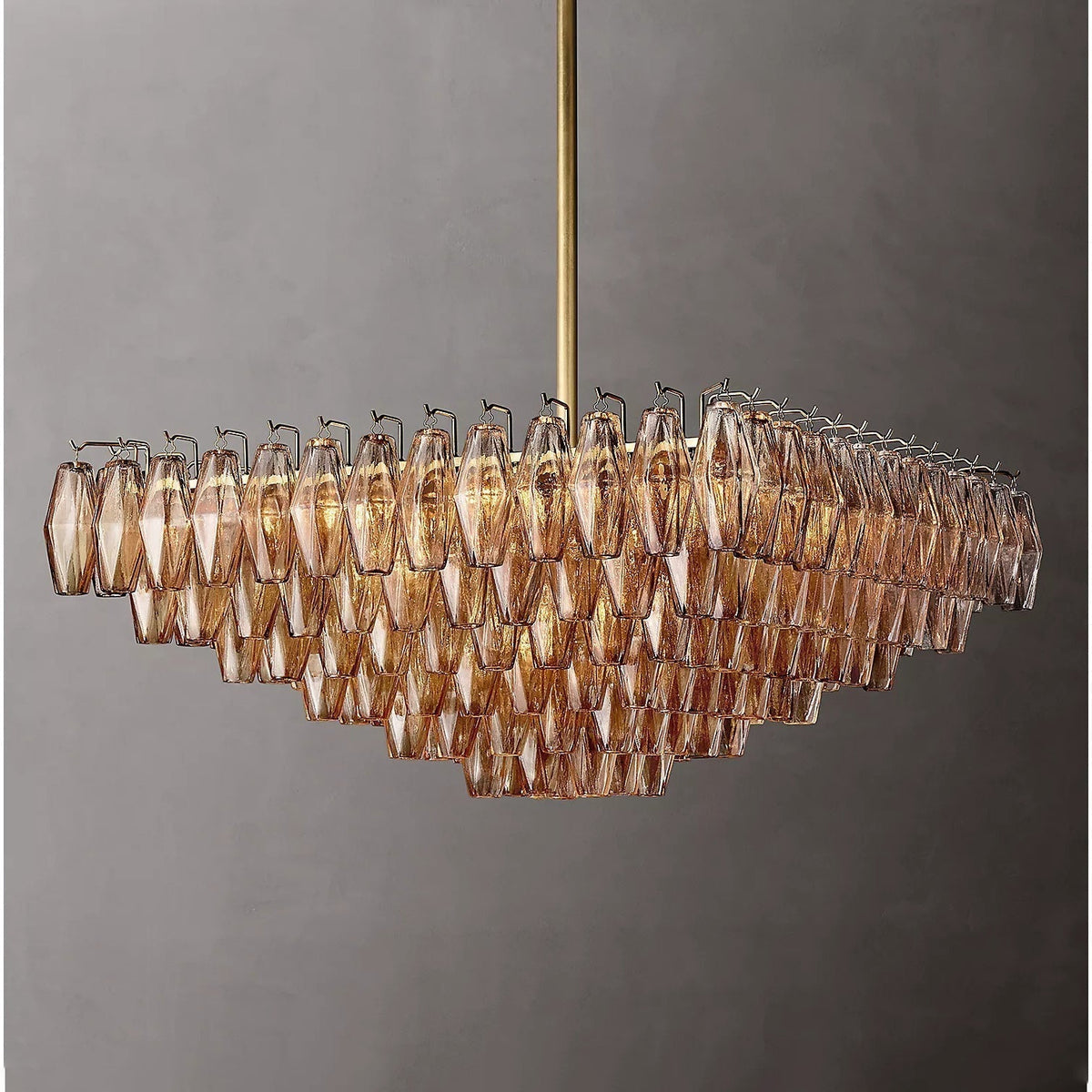 Chiare Tiered Glass Square Chandelier 32"