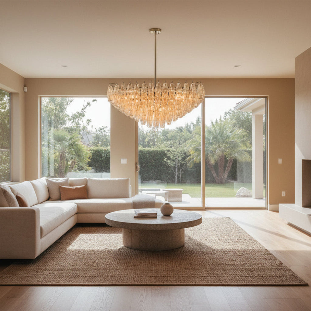 Chiare Tiered Glass Square Chandelier 32"