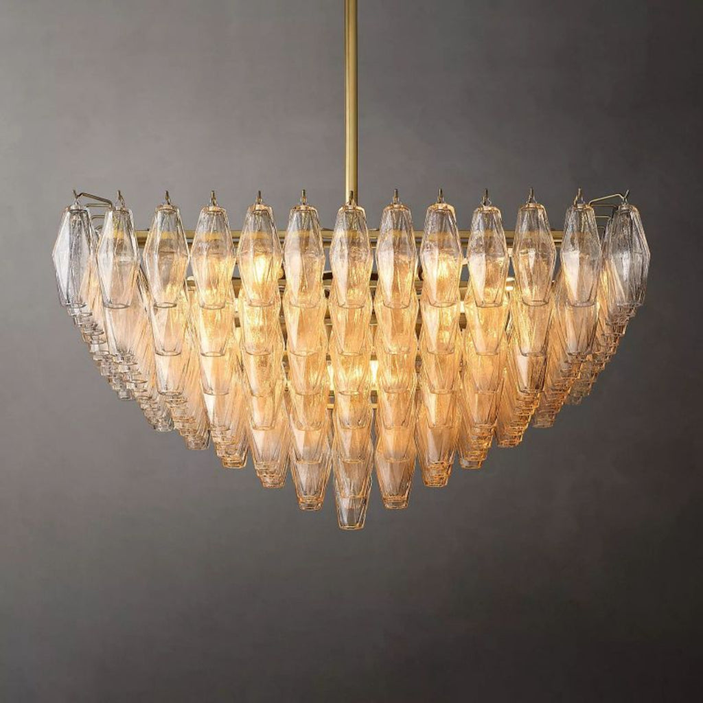 Chiare Tiered Glass Square Chandelier 32"