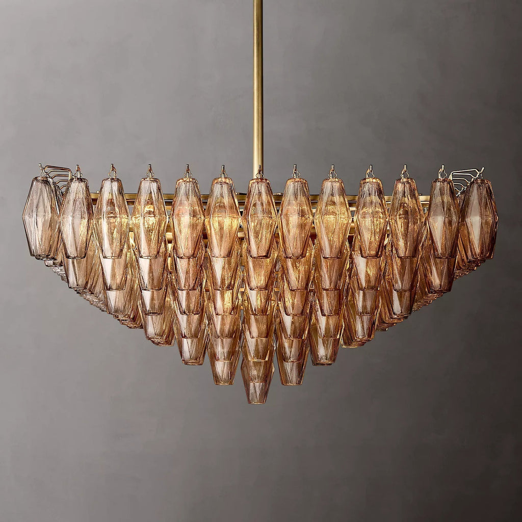 Chiare Tiered Glass Square Chandelier 32"
