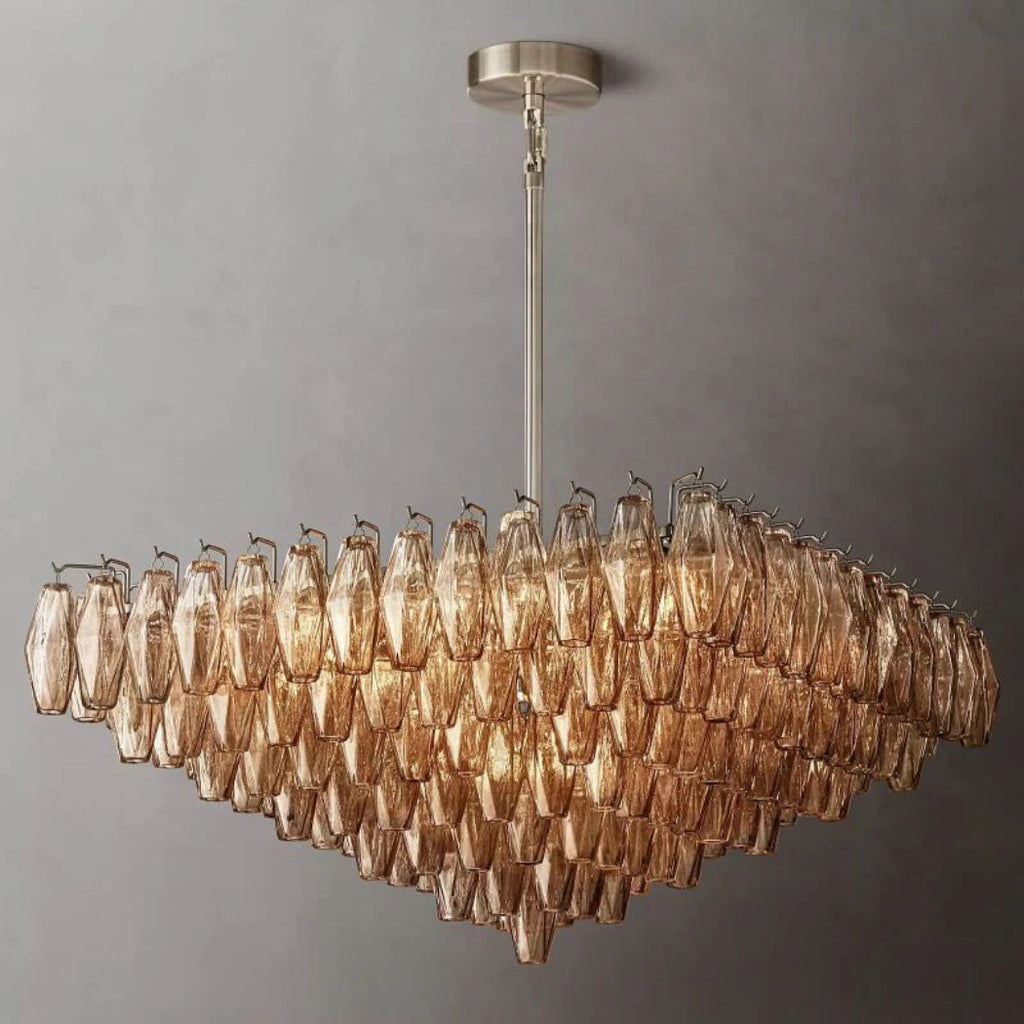 Chiare Tiered Glass Square Chandelier 32"