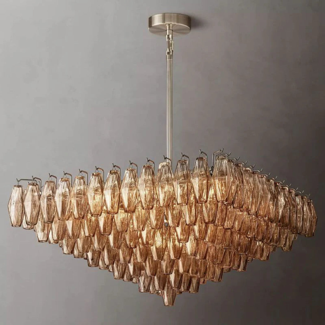 Chiare Tiered Glass Square Chandelier 32"