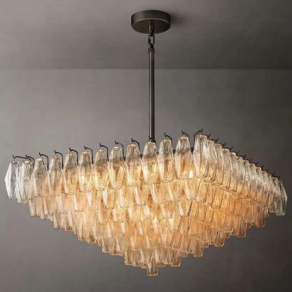 Chiare Tiered Glass Square Chandelier 32"