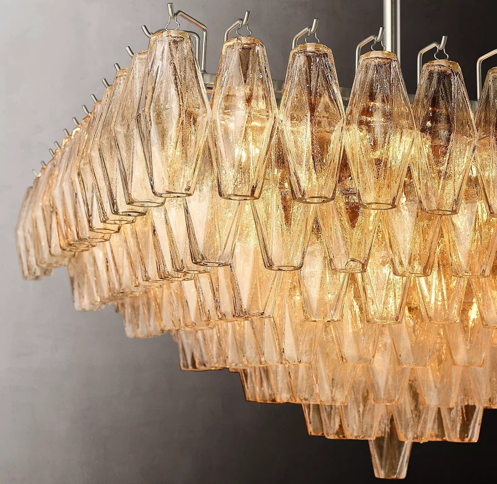 Chiare Tiered Glass Square Chandelier 32"