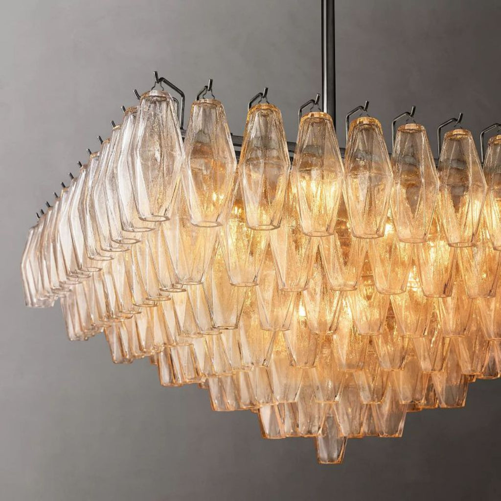 Chiare Tiered Glass Square Chandelier 32"