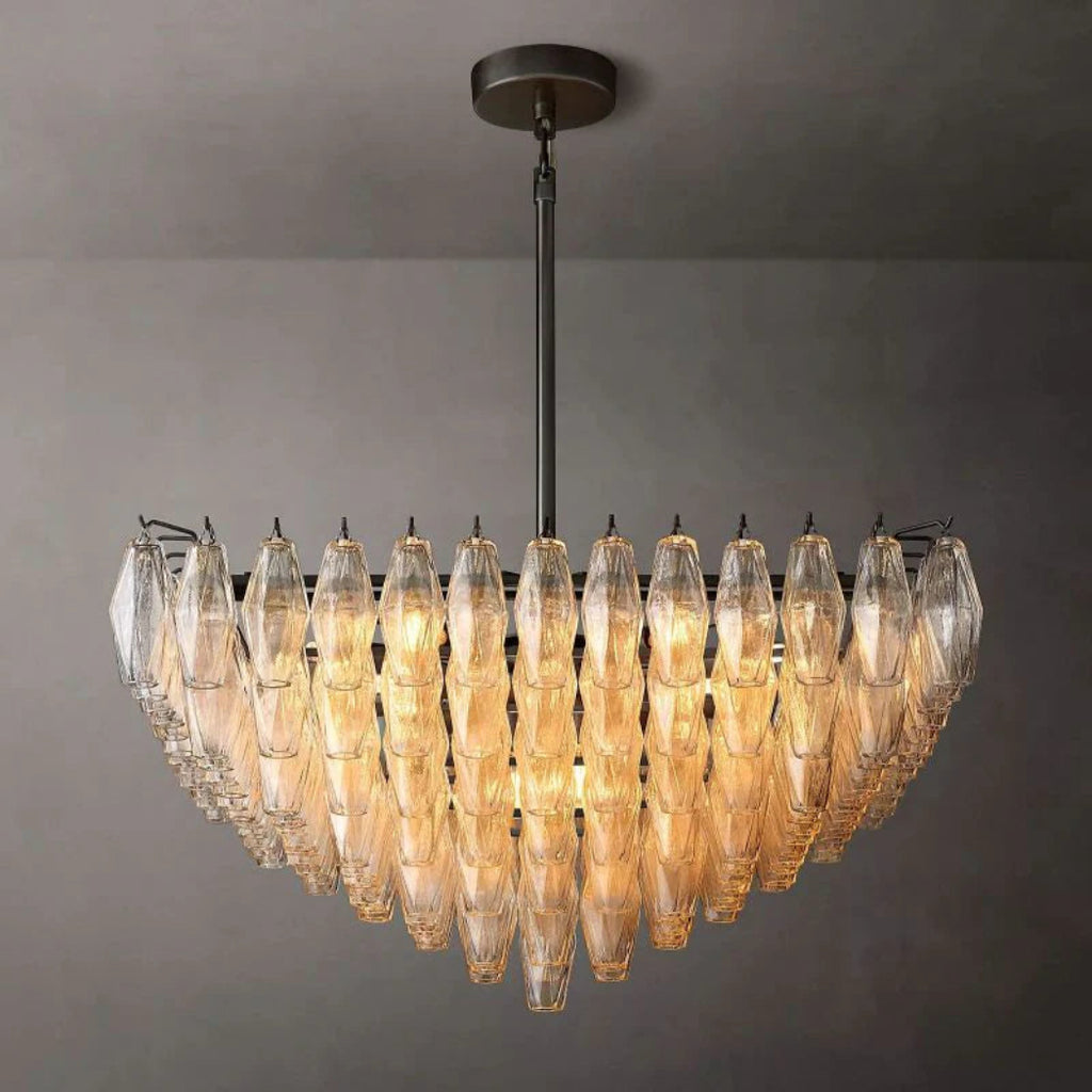 Chiare Tiered Glass Square Chandelier 32"
