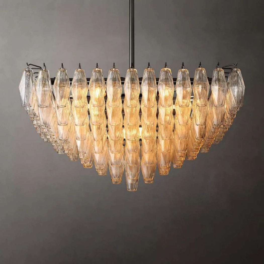 Chiare Tiered Glass Square Chandelier 32"