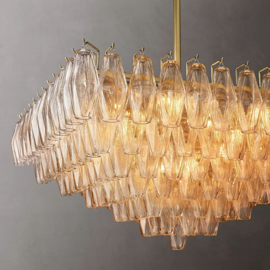 Chiare Tiered Glass Square Chandelier 32"