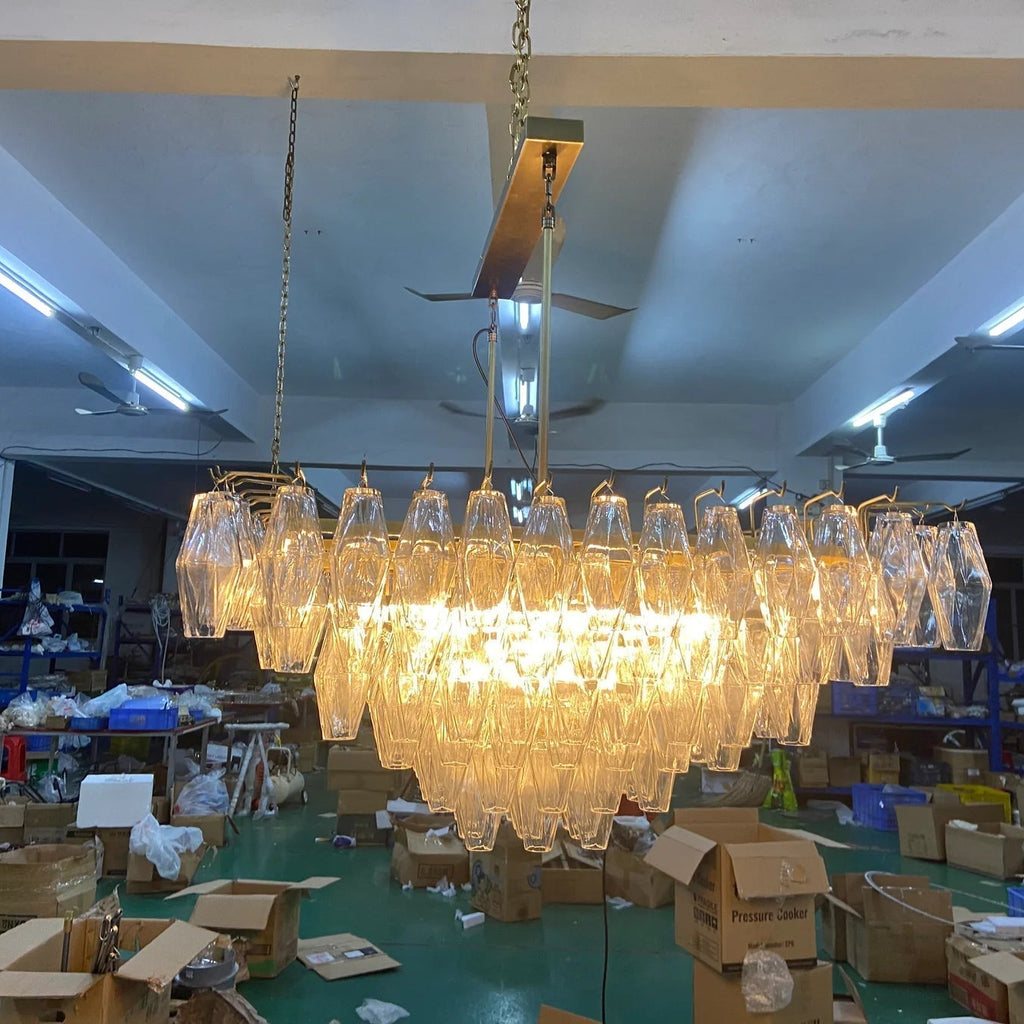 Chiare Tiered Glass Square Chandelier 32"