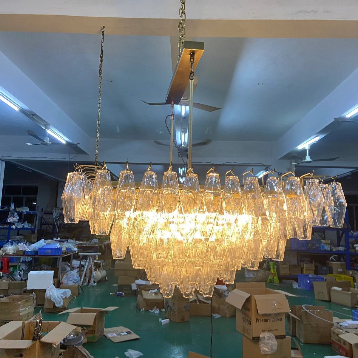 Chiare Tiered Glass Square Chandelier 32"