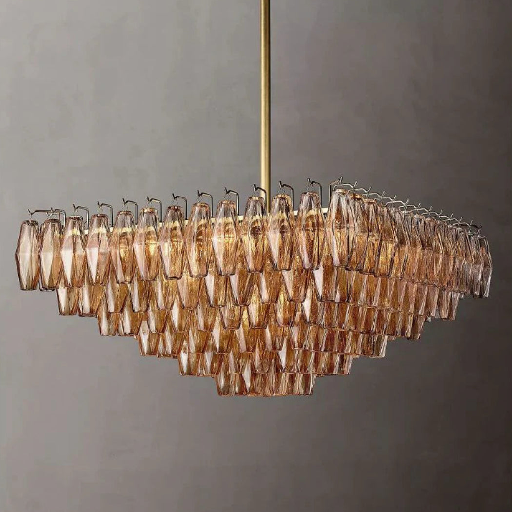 Chiare Tiered Glass Square Chandelier 32"