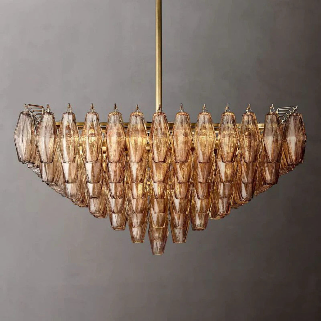 Chiare Tiered Glass Square Chandelier 32"