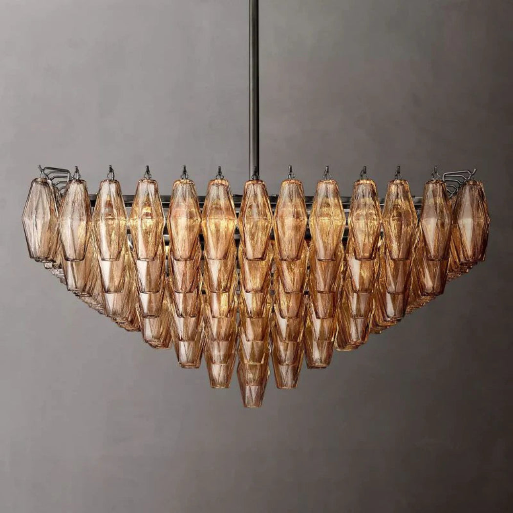Chiare Tiered Glass Square Chandelier 32"