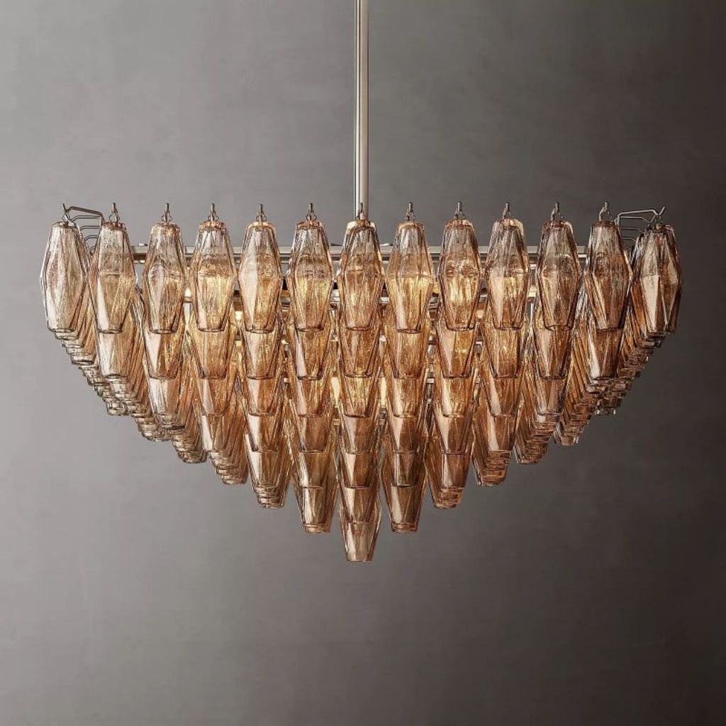 Chiare Tiered Glass Square Chandelier 32"