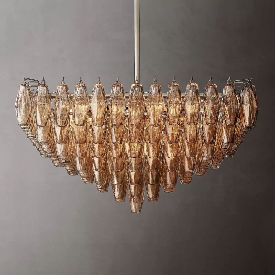 Chiare Tiered Glass Square Chandelier 32"